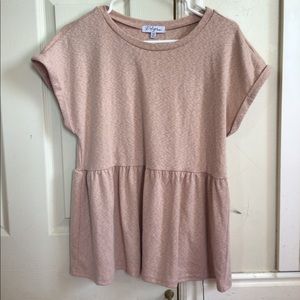 NWOT Polagram Pale Pink Peplum Top